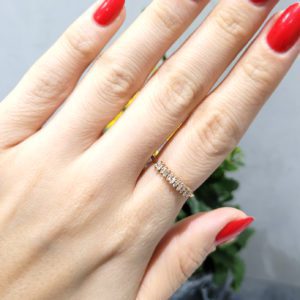 Outlet Pırlanta 0.17 Ct F-H Renk Rose Baget Yüzük - LD02796