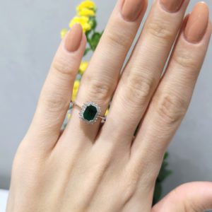 Outlet Pırlanta 1.02 Ct F-H Renk Pırlanta ve Zümrüt Yüzük - CML0007