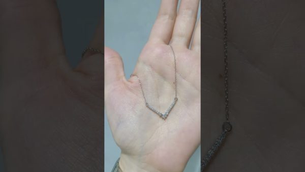 0.21 Ct Baguette Diamond-Set V Designer Necklace product video