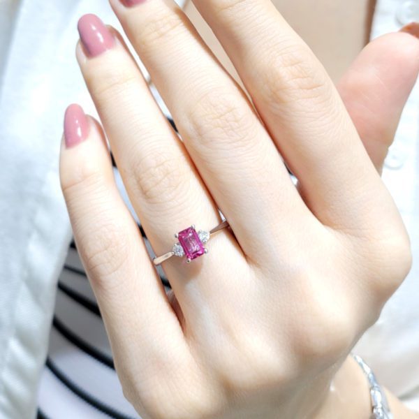 Outlet Pırlanta 0,81 Ct Pırlanta ve Pink Topaz Yüzük 2 - LD02857