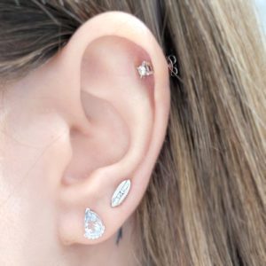 Outlet Pırlanta 1,03 Ct F-G Renk Pırlanta ve Aquamarine Damla Küpe - KP02150