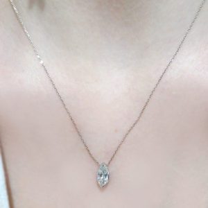 Outlet Pırlanta 0,64 Ct Brown Markiz Tektaş Kolye