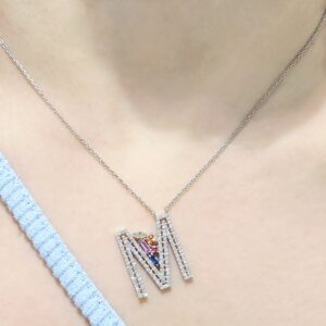 Outlet Pırlanta 1,02 Ct Pırlanta ve Safir M Harf Kolye