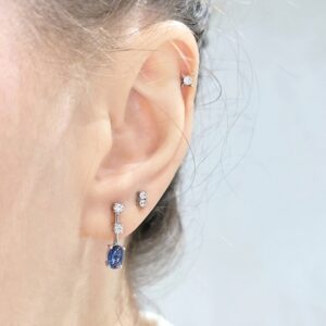 Outlet Pırlanta 1,60 Ct Pırlanta ve Kapşon Safir Küpe