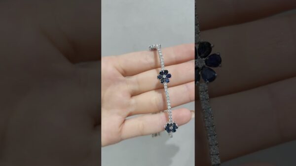 5.62 Ct Diamond and Sapphire Floral Bracelet product video