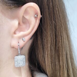 Outlet Pırlanta 2,12 Ct Baget Fantezi Küpe