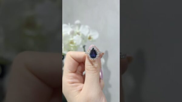 Pırlanta 2,85 Ct Pırlanta ve Safir Damla Yüzük ürün videosu