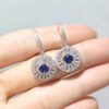 Outlet Pırlanta 2,00 Ct Baget Pırlantalı Safir Küpe - Image 2