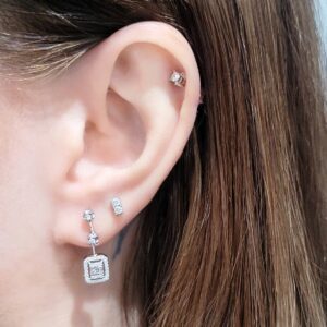 Outlet Pırlanta 0,27 Ct Baget Pırlantalı Zarif Küpe