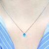 Outlet Pırlanta 0,76 Ct Pırlanta ve Blue Topaz Damla Kolye - Image 2