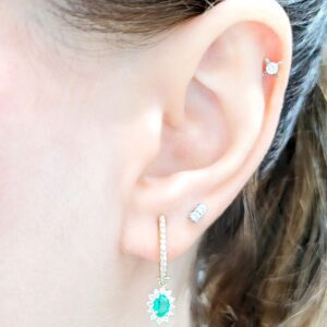 Outlet Pırlanta 0,86 Ct Pırlanta ve Zümrüt Küpe