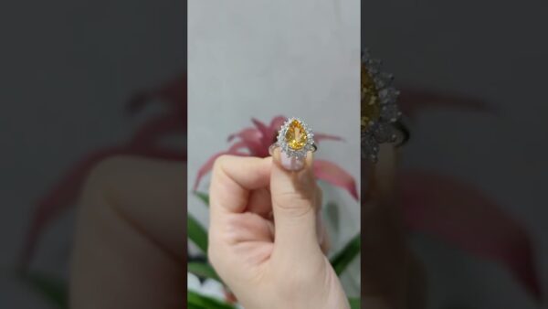 2.66 Ct Diamond and Citrin Pear-Cut Ring product video