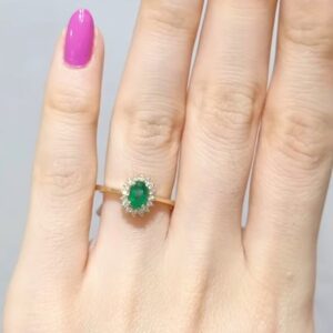 Outlet Pırlanta 0,41 Ct Pırlanta ve Zümrüt Yüzük