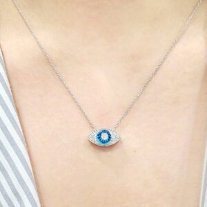 Outlet Pırlanta 0,08 Ct Nazar Boncuklu Göz Kolye