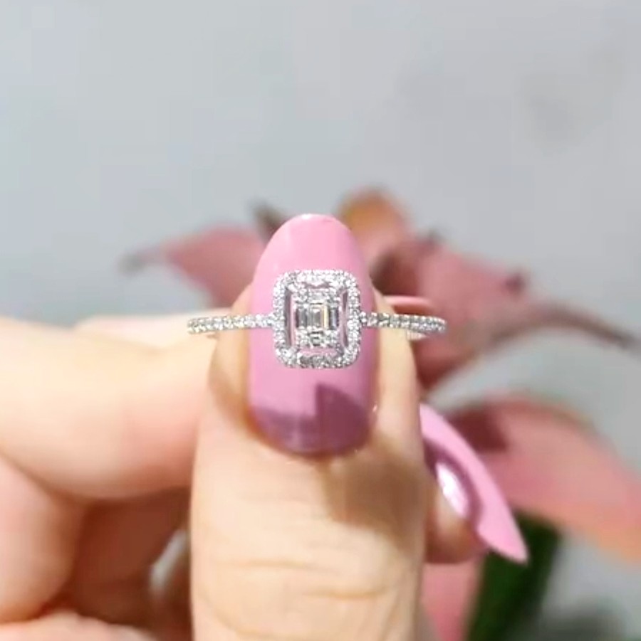 Outlet Pırlanta 0,15 Ct Baget Yüzük