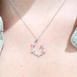 Outlet Pırlanta 0,58 Ct Markiz Pırlantalı Tasarım Kolye