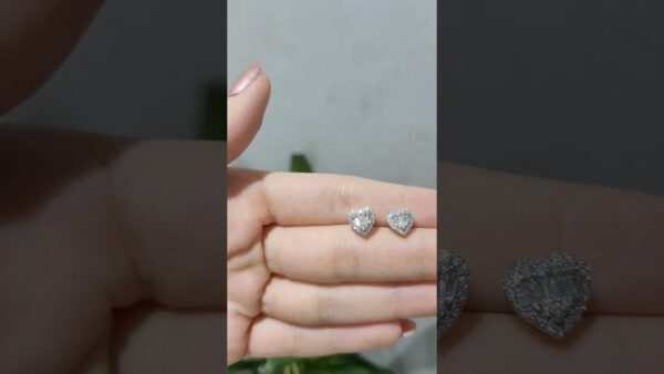 0.34 Ct Baguette Diamond-Set Heart Earrings product video