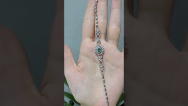 Outlet Pırlanta 1,40 Ct Pırlanta ve Zümrüt Damla Tasarım Bileklik ürün videosu