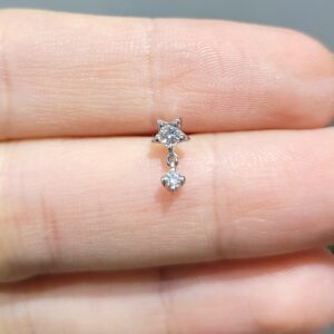 Outlet Pırlanta 0,06 Ct Sallantılı Yıldız Tek Küpe KP02583