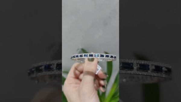 Outlet Pırlanta 2,85 Ct Pırlanta ve Safir Tasarım Kelepçe Bileklik ürün videosu