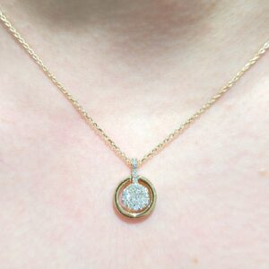 Outlet Pırlanta 0,22 Ct Çiçekli Zarif Halka Kolye SRV0020