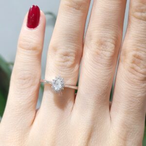 Outlet Pırlanta 0,38 Ct HRD Sertifikalı Oval Tasarım Tektaş Yüzük YZ09277