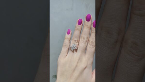 1.46 Ct Marquise Diamond-Set Designer Floral Ring product video