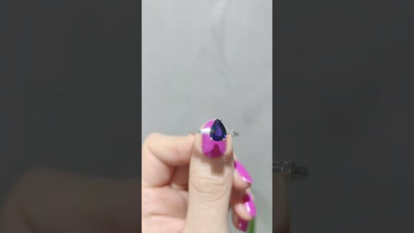1.47 Ct Diamond and Sapphire Pear-Cut Ring product video