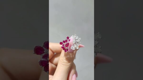 3.00 Ct Marquise, Pear-Cut Diamond and Ruby Designer Ring product video