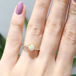 Outlet Pırlanta 0,53 Ct Pırlanta ve Opal Tasarım Yüzük SRV0034