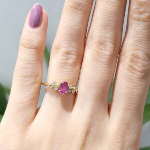 Outlet Pırlanta 0,78 Ct Pırlanta ve Pembe Safir Tasarım Yüzük SRV0030