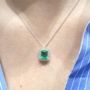 Outlet Pırlanta 1,60 Ct Pırlanta ve Zümrüt Kolye KL02804