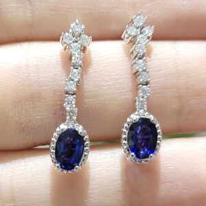 Outlet Pırlanta 1,47 Ct Pırlanta ve Safir Küpe KP02752