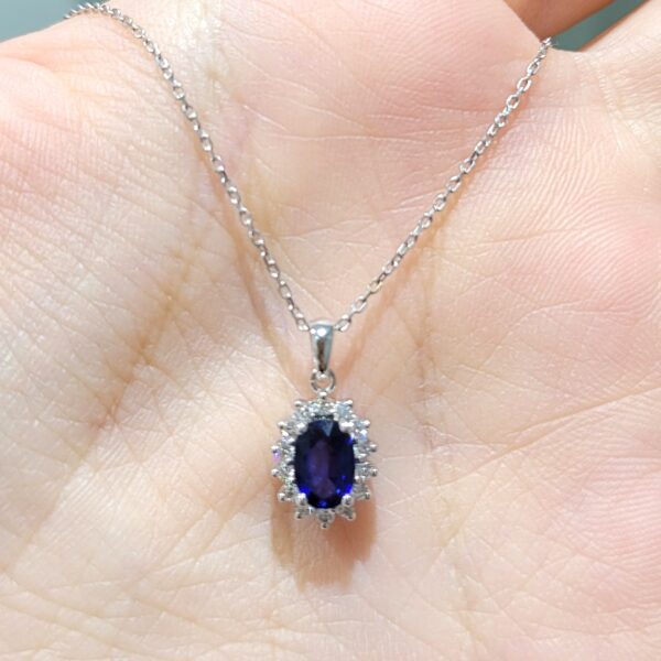 Outlet Pırlanta 0,74 Ct Pırlanta ve Safir Kolye KL02822