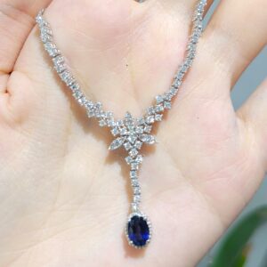 Outlet Pırlanta 1,24 Ct Pırlanta ve Safir Kolye KL02840