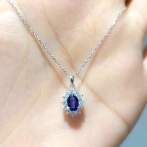 Outlet Pırlanta 0,76 Ct Pırlanta ve Safir Kolye KL02844