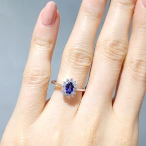 Outlet Pırlanta 0,78 Ct Pırlanta ve Safir Yüzük YZ10156