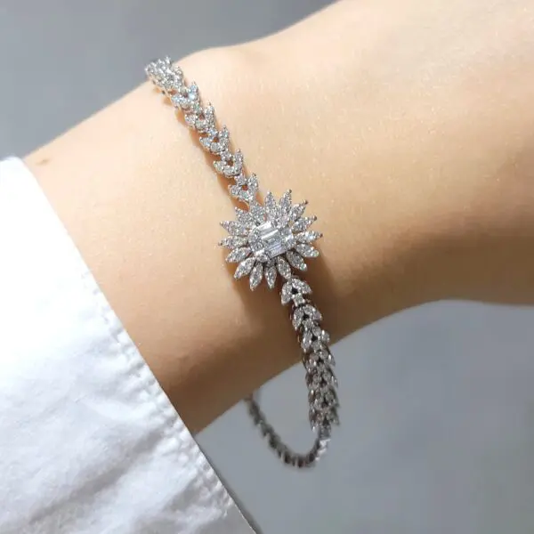 Outlet Pırlanta 0,89 Ct Baget Bileklik BL01278
