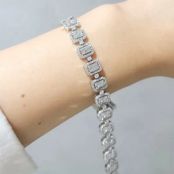 Outlet Pırlanta 5,58 Ct Baget Bileklik LD03233
