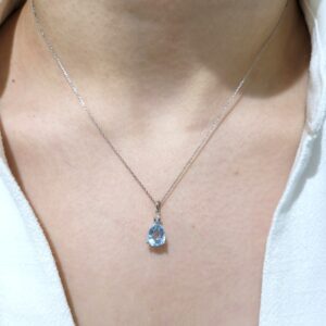 Outlet Pırlanta 1,55 Ct Pırlanta ve Aquamarine Kolye