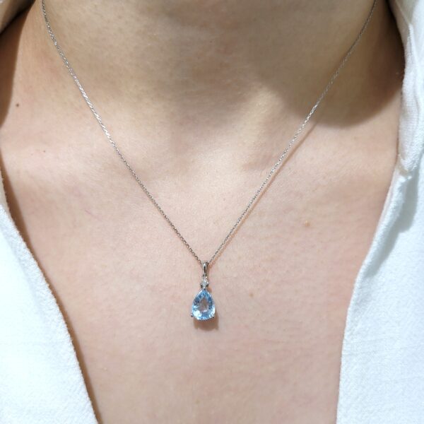 1.55 Ct Diamond and Aquamarine Necklace — image 1