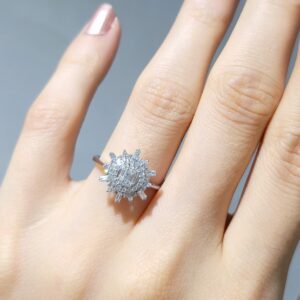 Outlet Pırlanta 0,39 Ct Baget Tasarım Yüzük EDZ0316