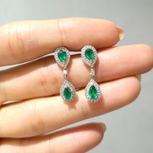 Outlet Pırlanta 1,20 Ct Pırlanta ve Zümrüt Küpe