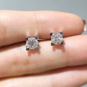 Outlet Pırlanta 1,37 Ct Tektaş Küpe KP02787