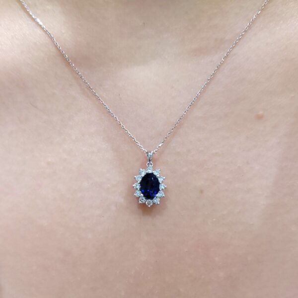 Outlet Pırlanta 1,48 Ct Pırlanta ve Safir Kolye KL02794