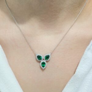 Outlet Pırlanta 1,55 Ct Pırlanta ve Zümrüt Kolye