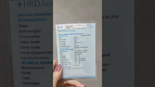 Pırlanta 0,41 Ct HRD Sertifikalı Tektaş Yüzük ürün videosu