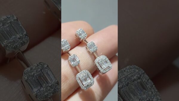 0.68 Ct Baguette Tria Diamond Earrings product video