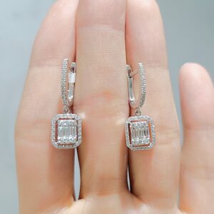 Outlet Pırlanta 0,73 Ct Baget Küpe