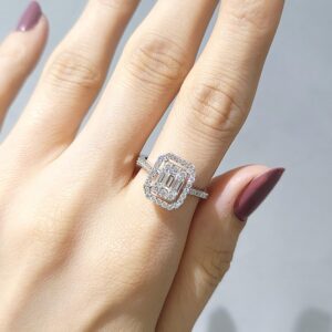 Outlet Pırlanta 0,78 Ct Baget Yüzük